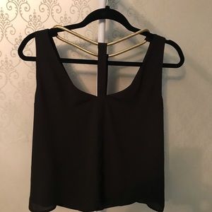 BCBG black tank with gold rope around top